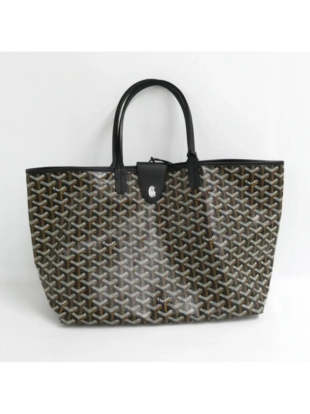 Goyard Saint Louis PM Black Tote Din Canvas Leather with Clip